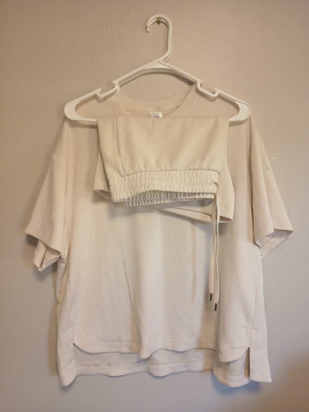 Member Mark Set Relaxed Pnk Short-Sleeve Tee with Drawstring Waist Detail